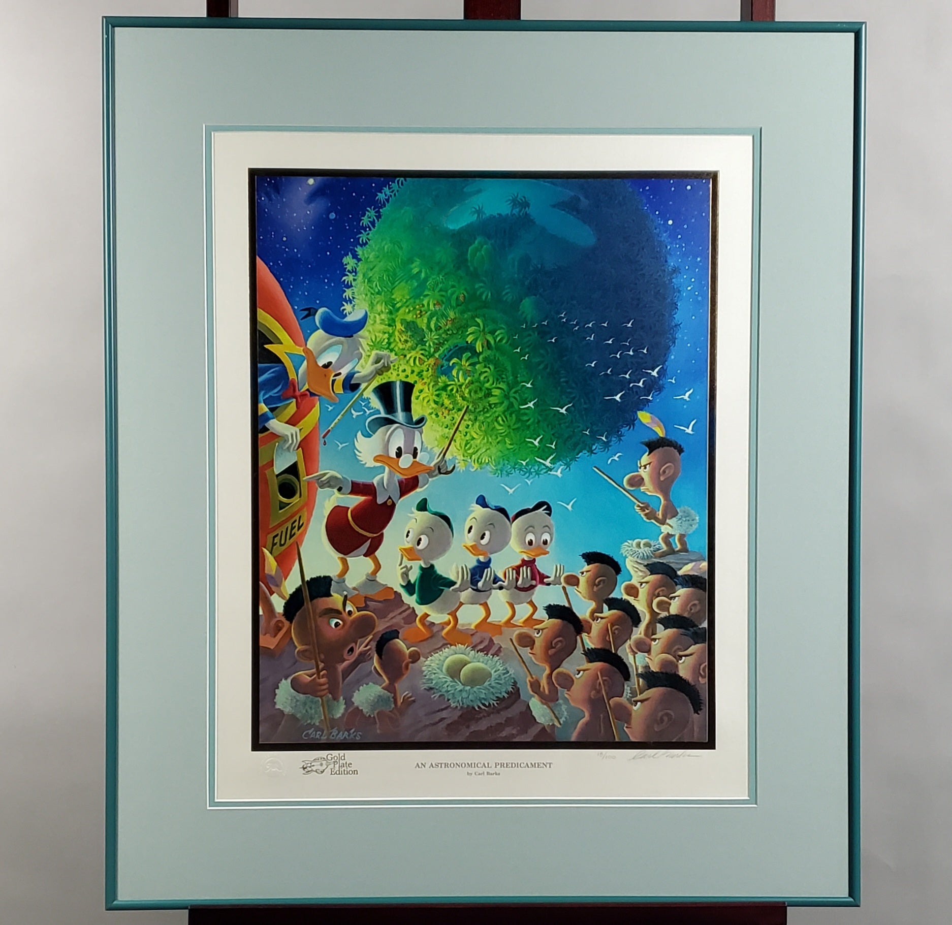 Donald Duck and Uncle Scrooge An Astronomical Predicament Carl Barks Signed Gold Plate Edition